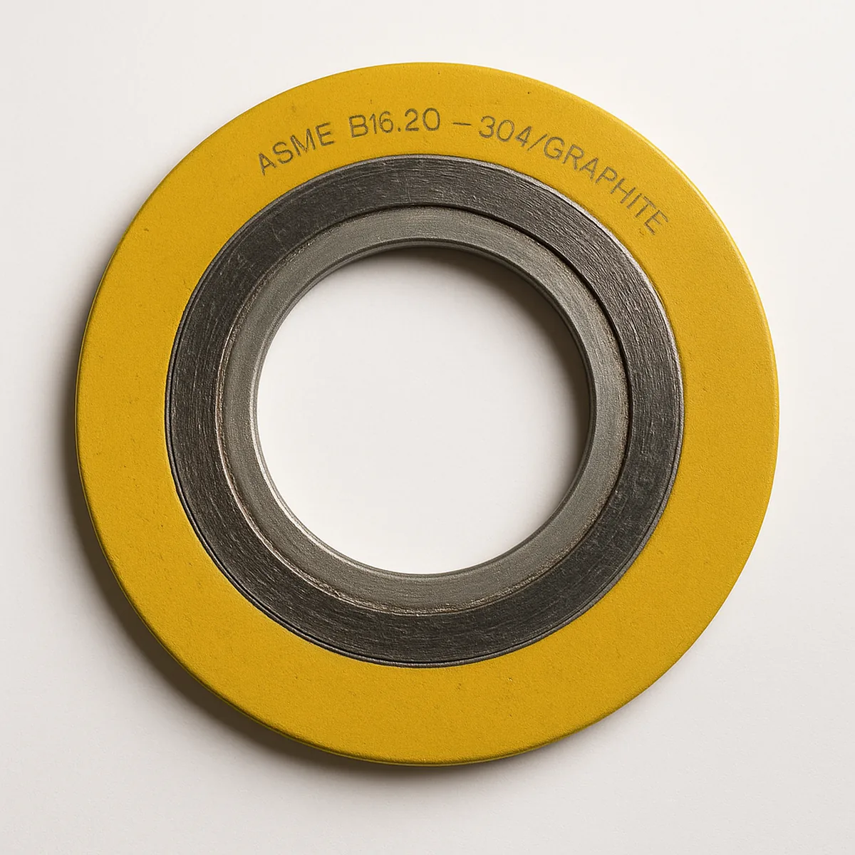 Junta espirometalica sobre fondo blanco